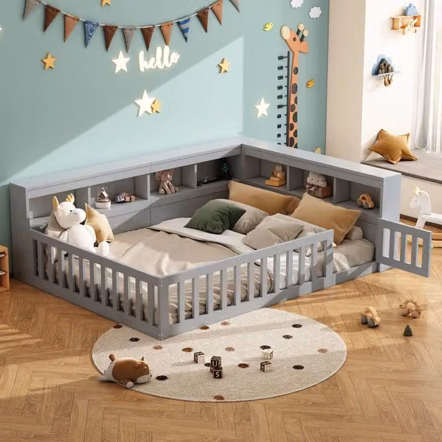 Letto Diurno Minimal con Contenitore e Rete a Doghe Grigio L/P/H: 140 x 200 x 70 cm
