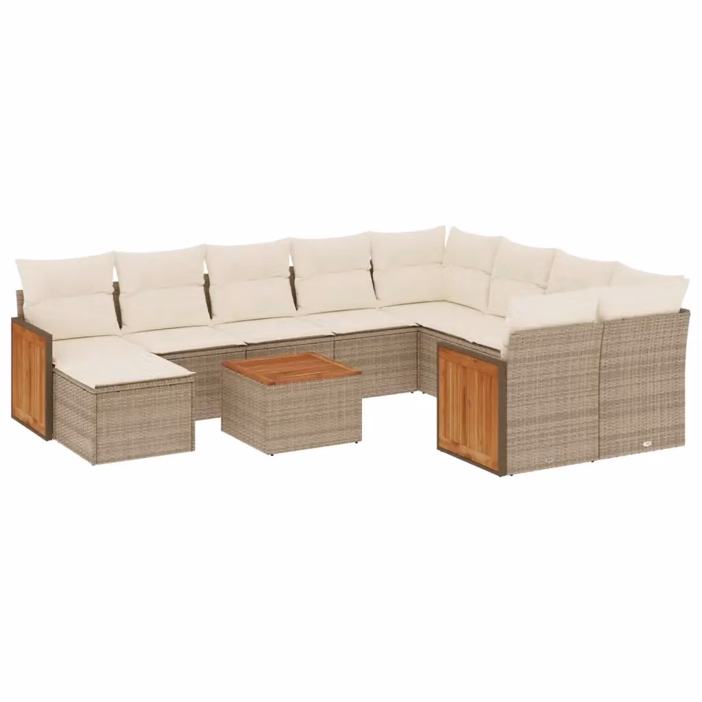 Set di Divani da Giardino VIDAXL in Polyrattan con Cuscini Beige, Design Moderno a L con 11 Pezzi – 2