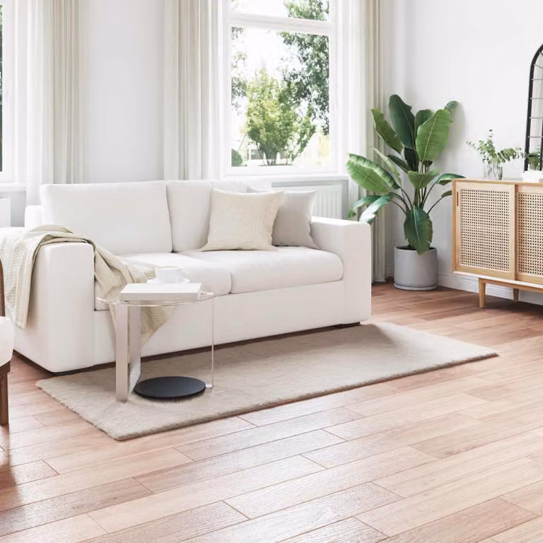Tappeto antiscivolo vidaXL in ecopelliccia di coniglio beige, lavabile e moderno