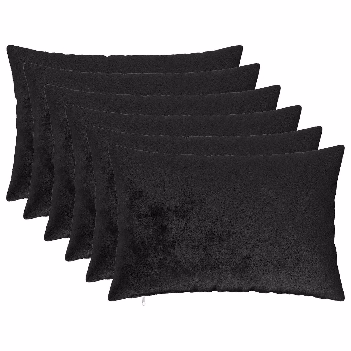 Set di 6 federe vidaXL HEERLEN in flanella nera, L 50 cm x P 80 cm