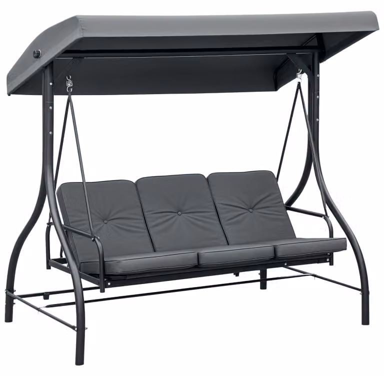 Outsunny 2 in 1: dondolo hollywoodiano con funzione lettino, dondolo da giardino a 3 posti