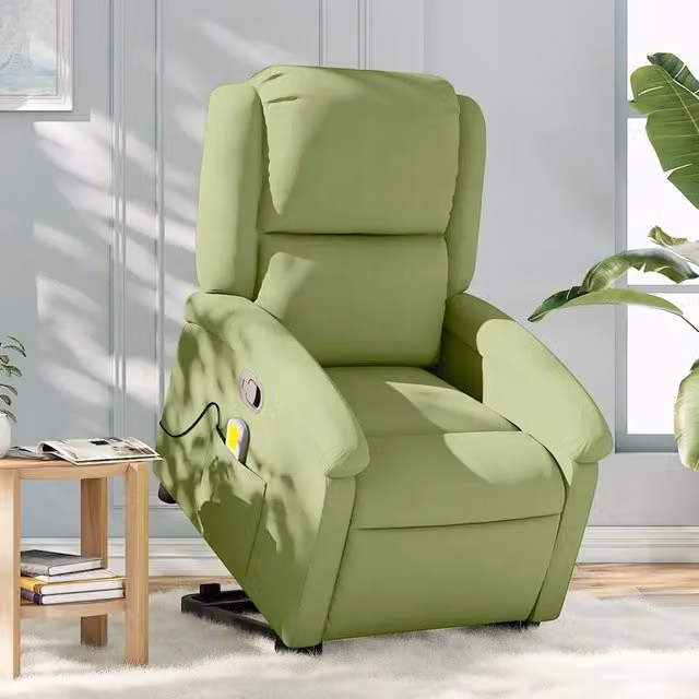 Poltrona Alzapersona Reclinabile vidaXL in Velluto Verde con Assistenza Elettrica e Braccioli