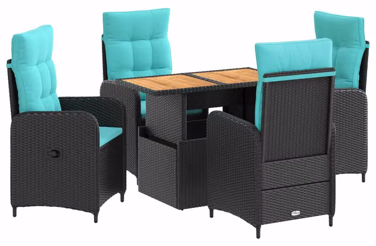 Set da pranzo per esterni, 5 pezzi, in rattan sintetico