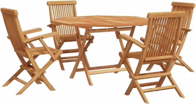 Set da Pranzo per Giardino 5 pcs Marrone Legno di teak solido 3385972