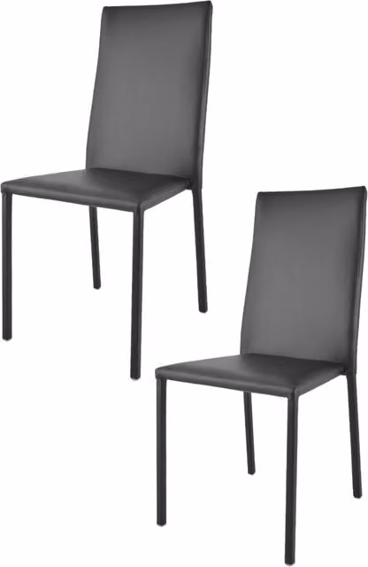 Set di 2 sedie impilabili Julia Tommychairs con struttura in acciaio e rivestimento in finta pelle nero