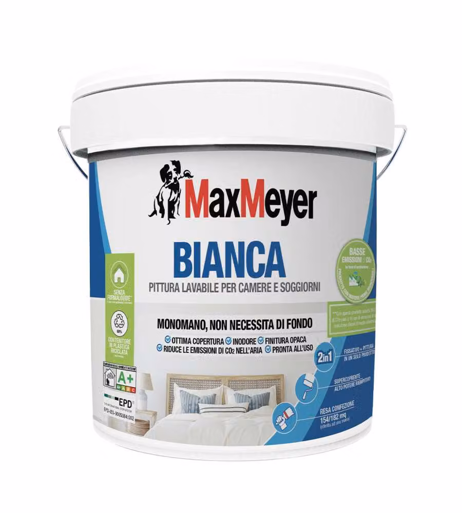 MaxMeyer Pittura Bianca Monomano 14L Lavabile Inodore A+ CAM