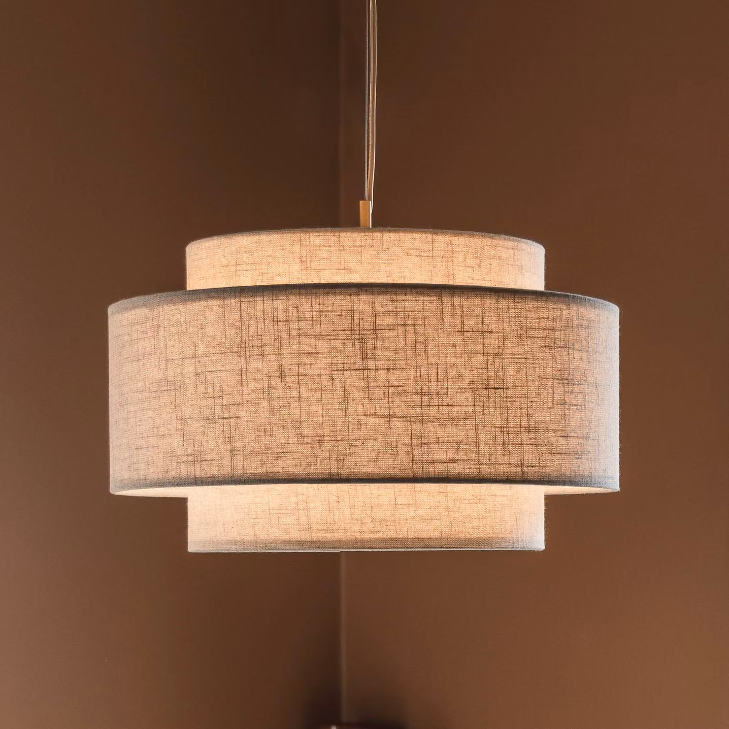 Globen Lighting Lampada a sospensione Noah Bouclé, dimmerabile, Crema / Ambra, Soggiorno / Sala da pranzo, Tessuto / Stoffa / Seta, Scandinavo, Lampada a sospensione