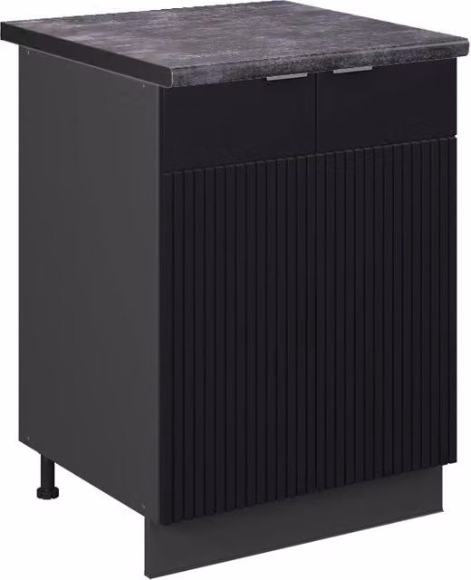 Mobiletto base cucina Vicco Fame-Line Nero rigato e Antracite, L: 60 cm, H: 82 cm, P: 29 cm – 1