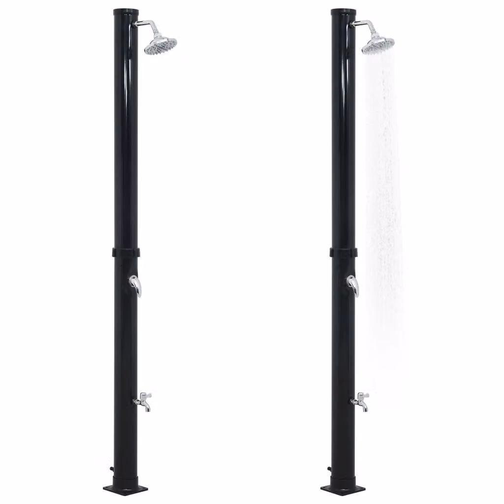 Doccia ad energia solare Videx nera con serbatoio da 20 L e altezza 220 cm in PVC e alluminio – 2