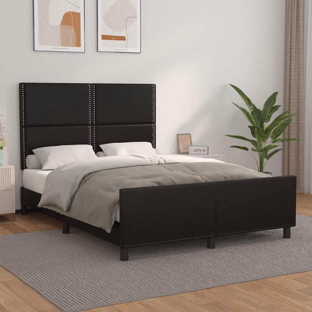 Giroletto con Testiera vidaXL in Similpelle Nero L/P/H: 140 x 190 x 128 cm – 1