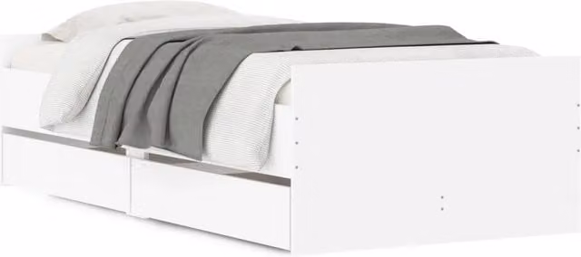 Letto singolo | Letto per adulti | Giroletto con Cassetti Bianco 90x200 cm