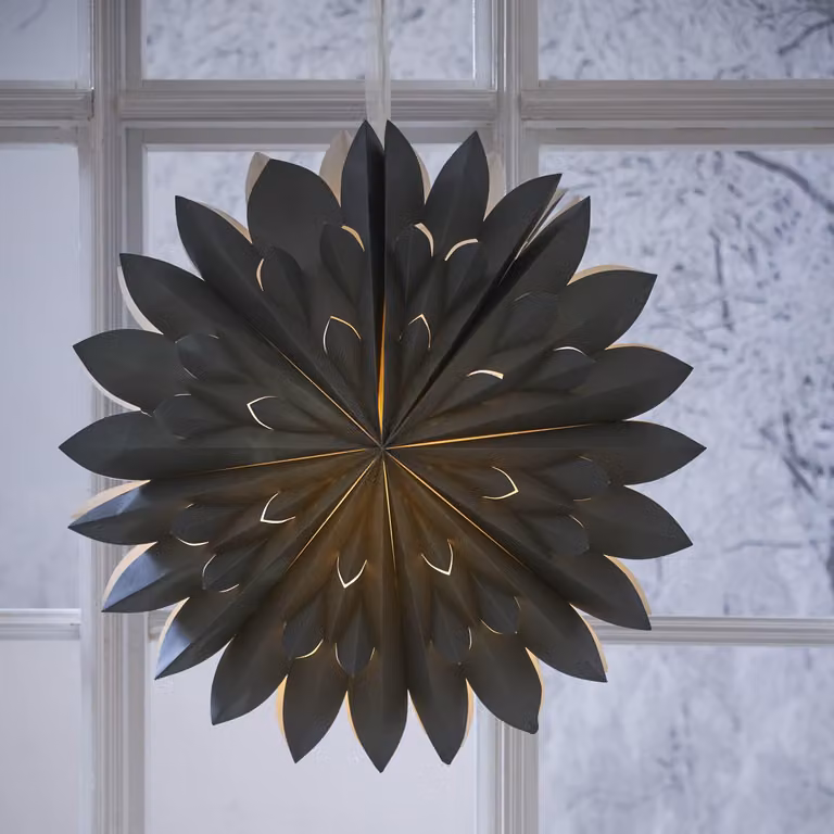 Grande stella di carta verde scuro, modello «Clipp», a più punte, con gancio in organza, Ø 60 cm