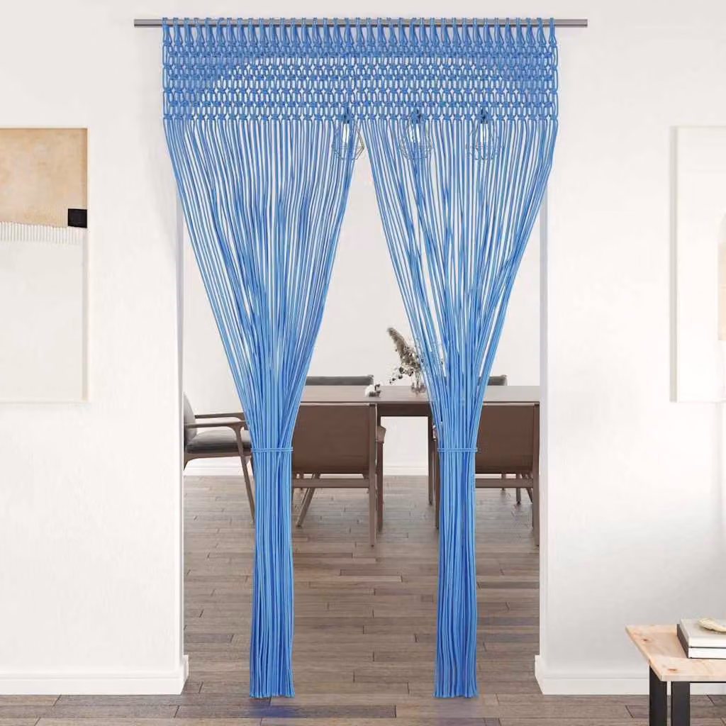 Tenda Macramè vidaXL Blu in Cotone e Poliestere L: 140 cm, H: 240 cm