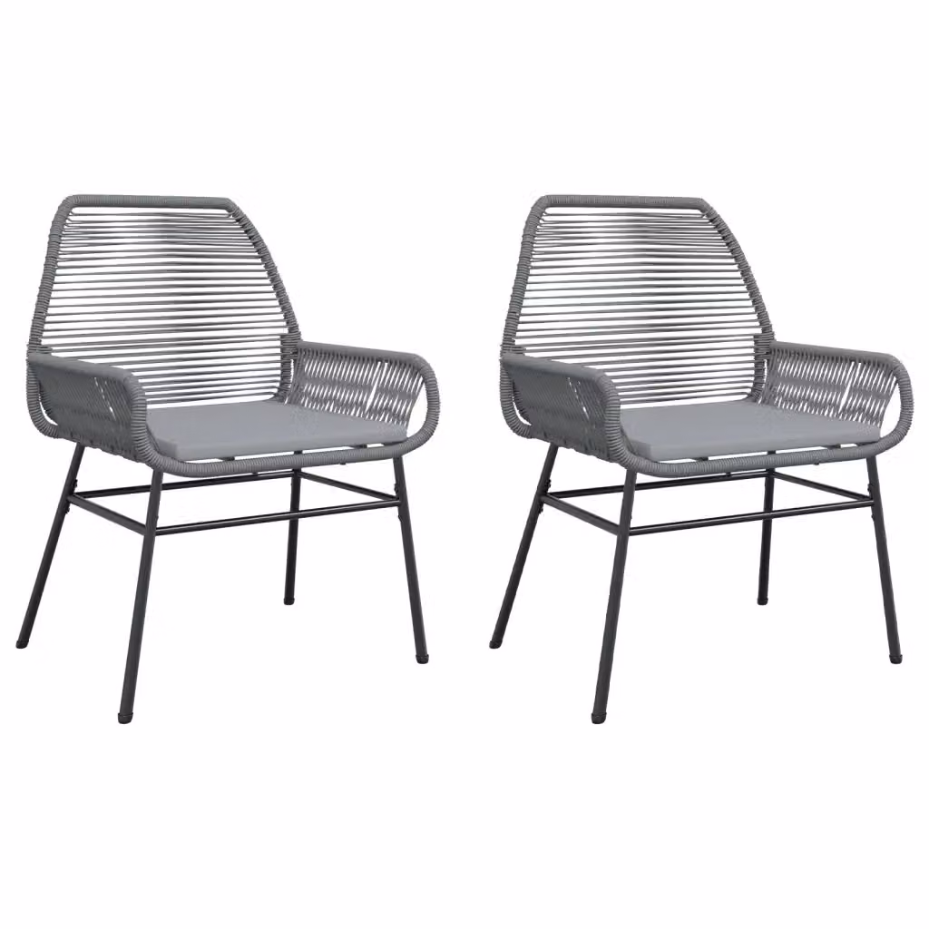 Set di 2 sedie da giardino vidaXL in polyrattan grigio con cuscini in tessuto resistente ai raggi UV – 2