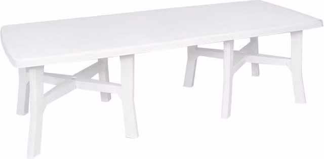 Tavolo da esterno rettangolare allungabile Trio Plus in resina bianca per giardino e terrazza