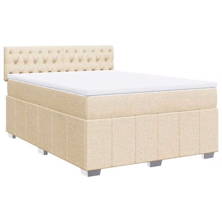 Giroletto a Molle con Materasso Crema 140x19 cm in Tessuto
