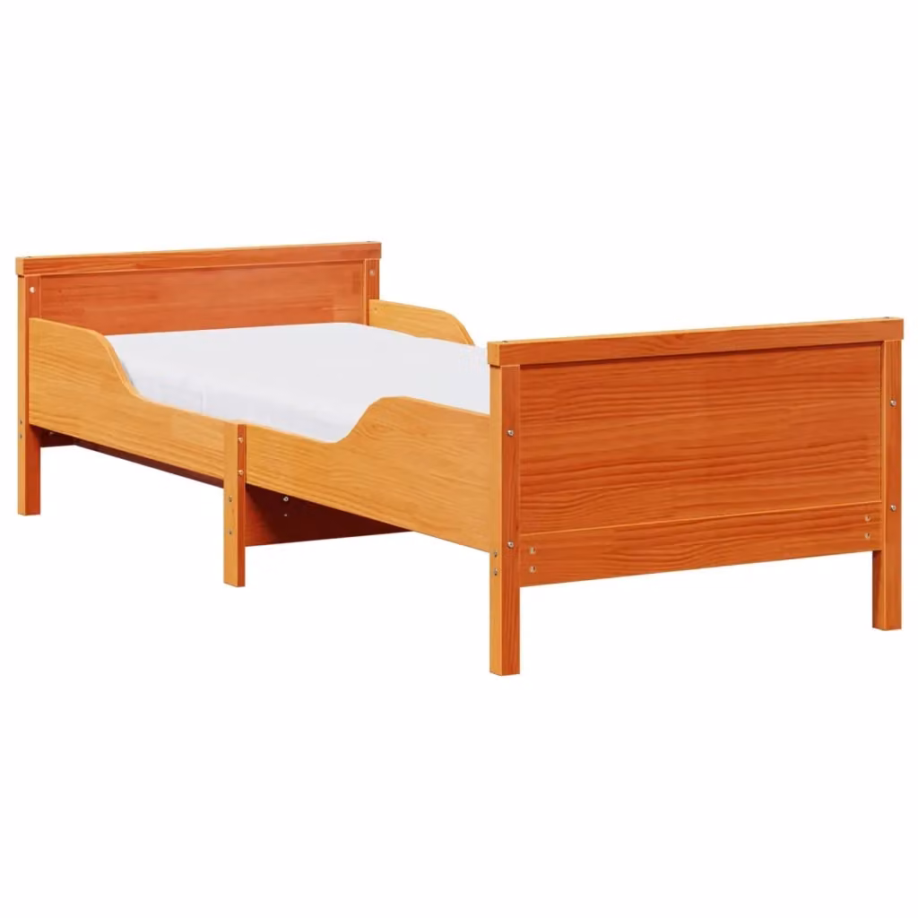 vidaXL Struttura letto per bambini in pino massello marrone con materasso L/P/H: 200 x 80 x 57 cm – 2