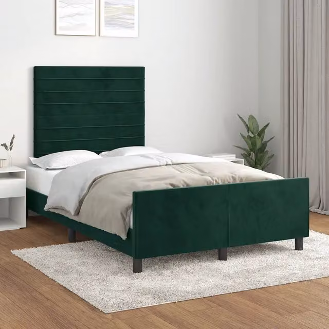 Giroletto vidaXL in Velluto Verde Scuro con Struttura in Legno e Doghe, L/P/H: 120 x 193 x 128 cm