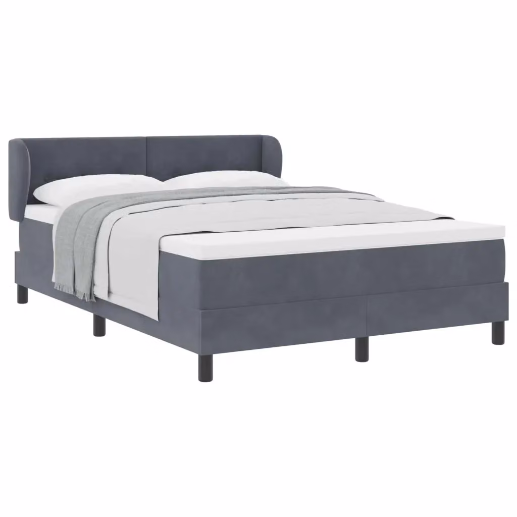 Letto a molle moderno vidaXL in velluto grigio con testiera L/P: 160 x 200 cm – 2