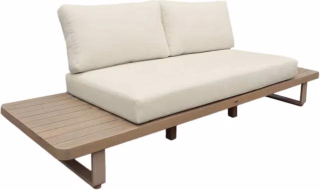 Panca da giardino in legno di acacia e alluminio, 2 posti, beige