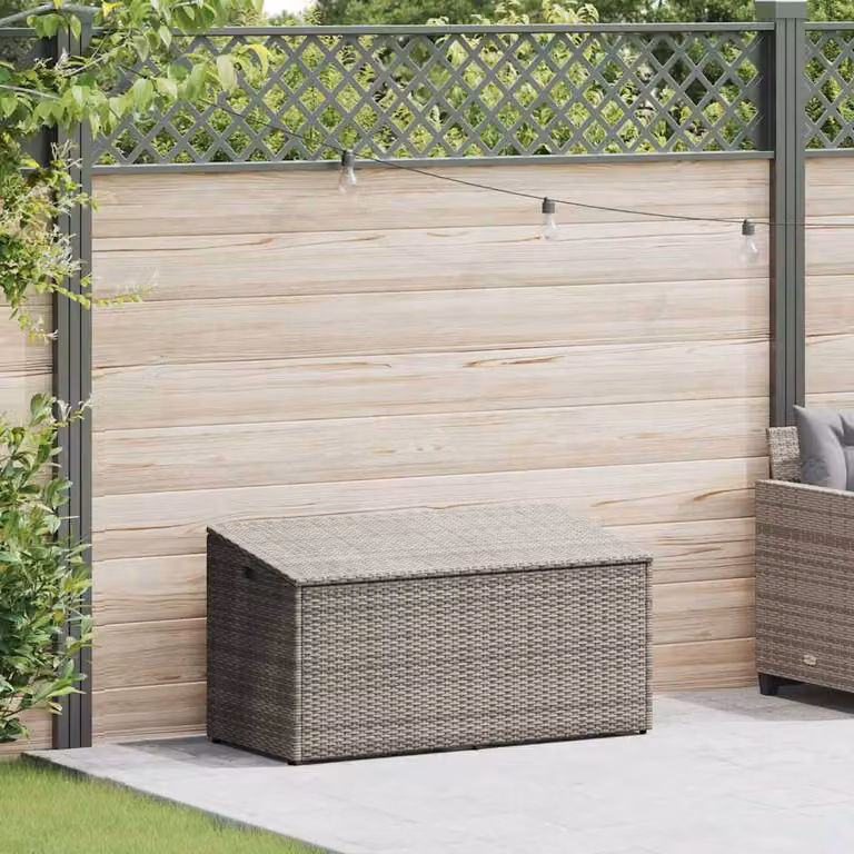 Baule da giardino grigio 110x50x58 cm in polyrattan