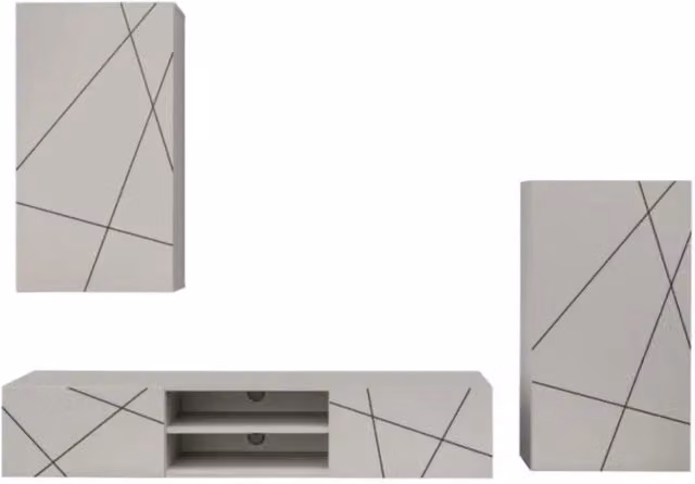 Composizione murale DASH – Mobile TV, contenitore a muro e armadio per ripostiglio – Finitura Cashmere