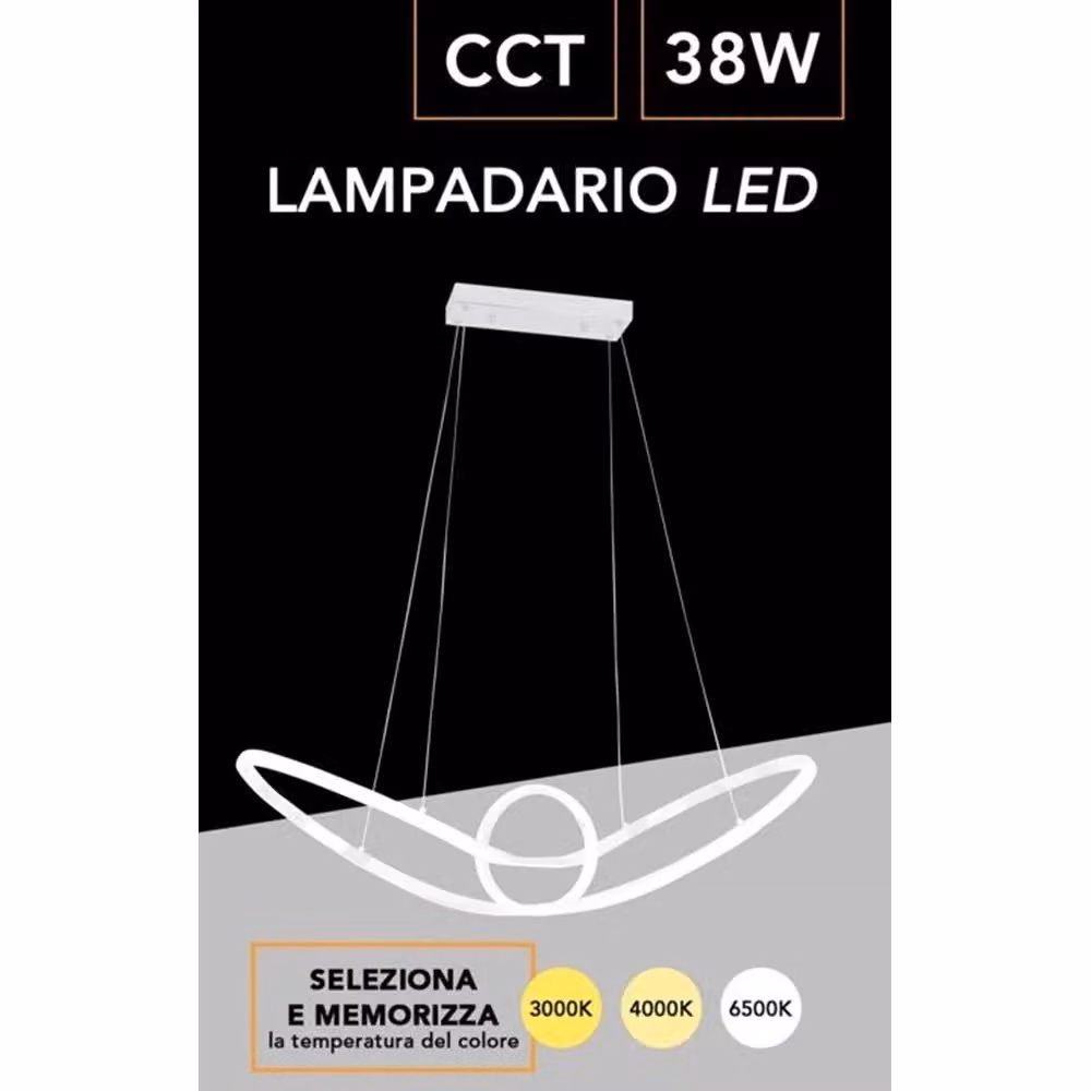 Lampadario Led Moderno Trade Shop Traesio a Forma di Fiocco, 38W con Tecnologia CCT e 3 Temperature di Luce, Bianco – 2