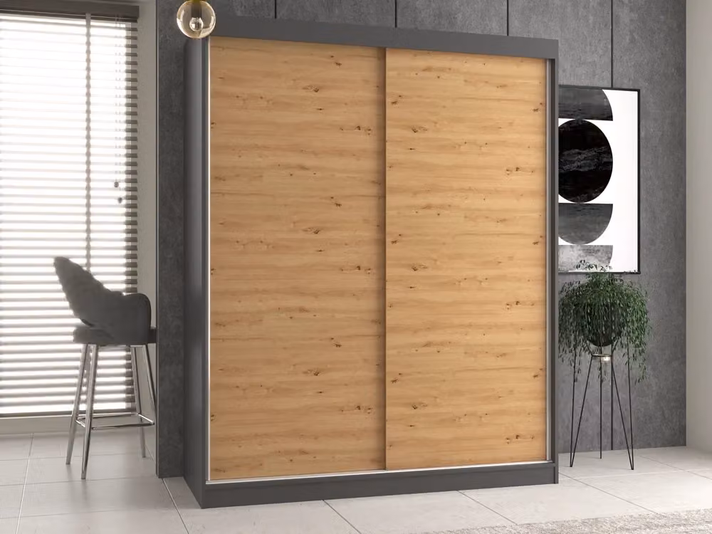Armadio moderno JTSTRADE IGA 160/B con ante scorrevoli colore antracite per camera da letto – 2