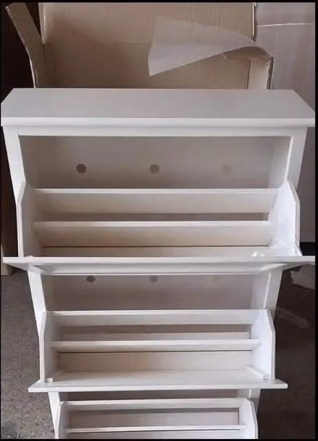 Scarpiera 5 porte capacità 35 paio di scarpe arte povera in legno massello e mdf con rifinitura in bianco 79X30X210 H