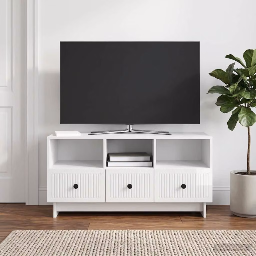 Mobile TV vidaXL Bianco Lucido in Legno MDF per Soggiorno L 102 x P 34,5 x H 50 cm