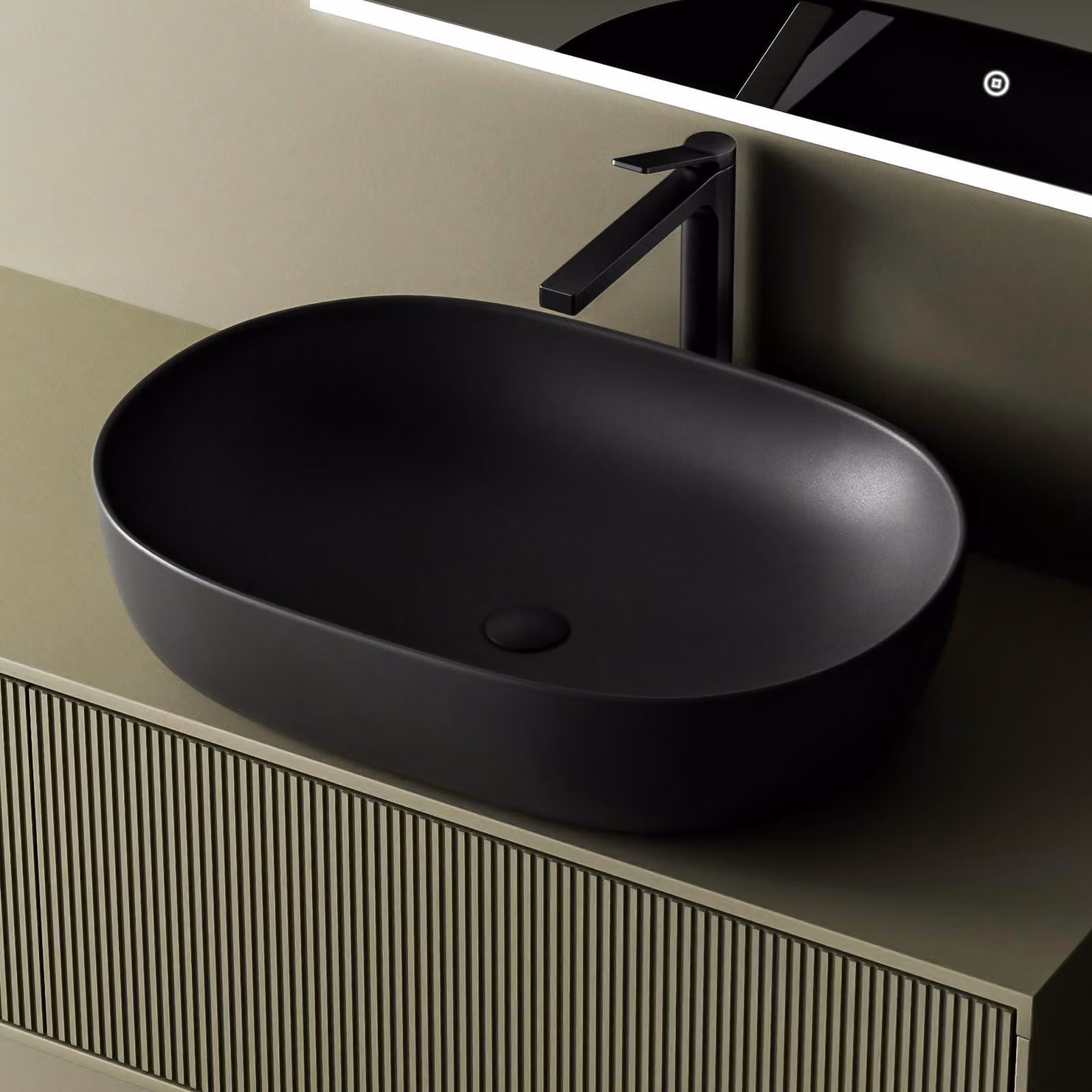Lavabo da appoggio ovale EMKE, 60 x 41,5 cm, nero opaco