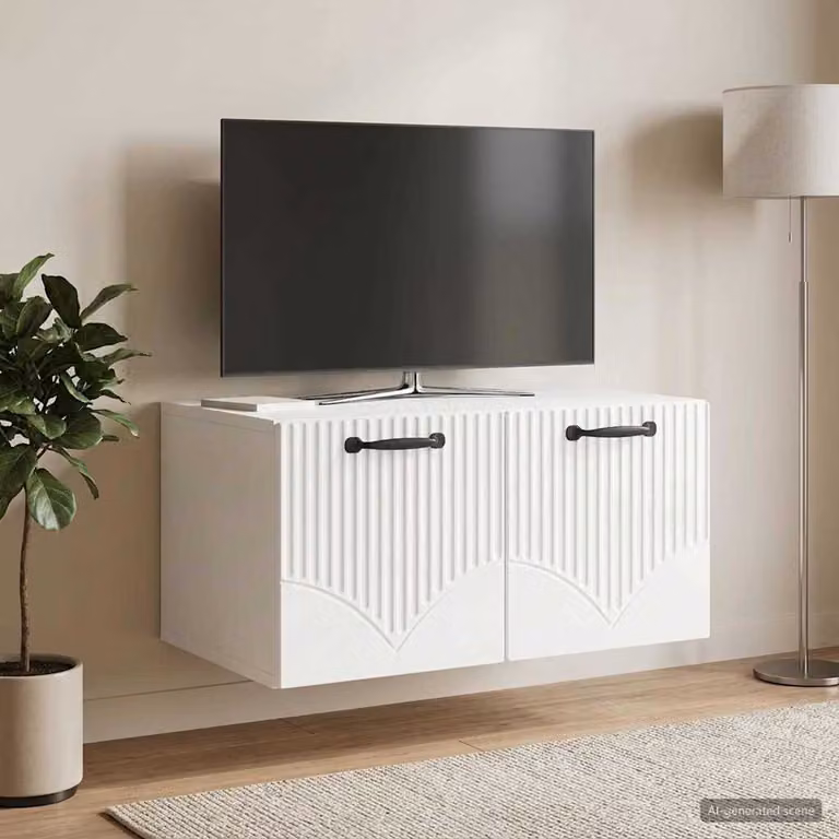 vidaXL Mobile Porta TV da Muro Bianco Lucido L: 59,5 cm, P: 41 cm, H: 30 cm