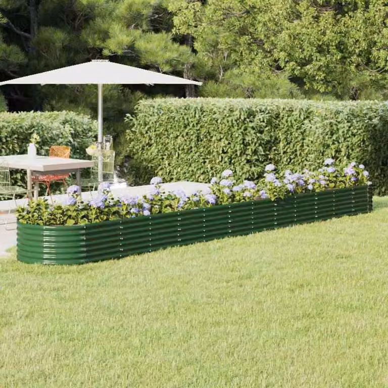 vidaXL Letto rialzato da giardino in acciaio zincato verde L: 512 cm, P: 80 cm, H: 36 cm