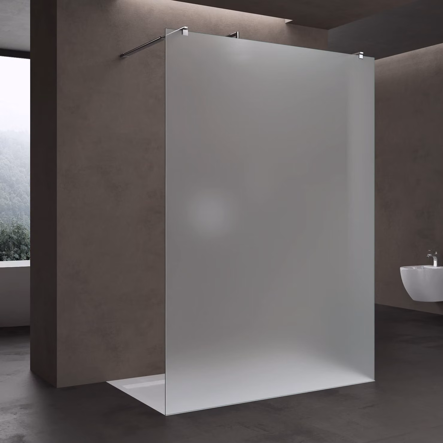 doporro Box Doccia Walk-In 120x200cm, Parete Doccia Anticalcare in Vetro Smerigliato 10mm con Bracci Sostegni Telescopici in Acciaio MMBR3