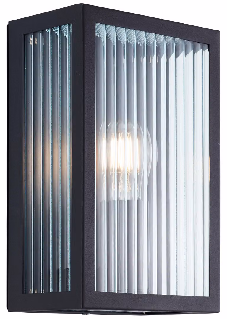 Brilliant 40925/06 Getta Lampada da parete esterna Metallo/vetro nero Adatta per lampadine standard