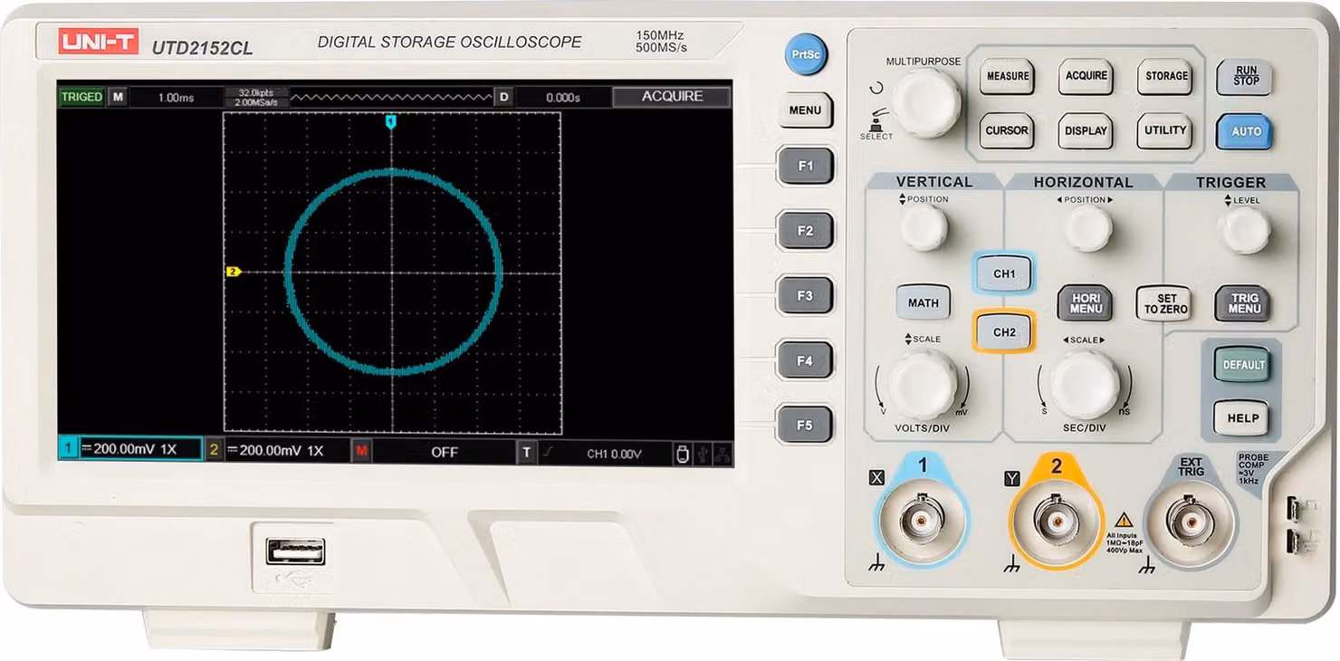 Oscilloscopio UNI-T, UTD2152CL, 2 canali, 150 MHz