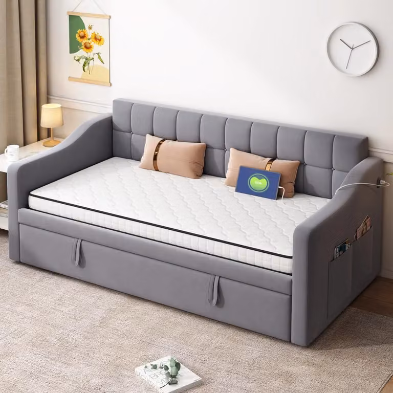 Materasso a molle Bonell MINIMAL bianco e grigio L/P: 90 x 190 cm, H: 10 cm