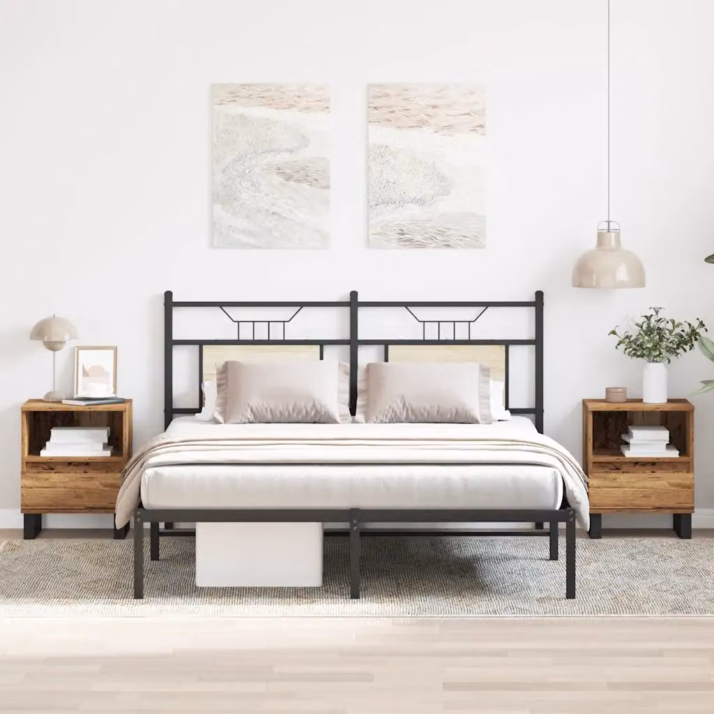 Set di 2 comodini vidaXL in legno multistrato color marrone per camera da letto, L 40 cm x P 35 cm x H 50 cm