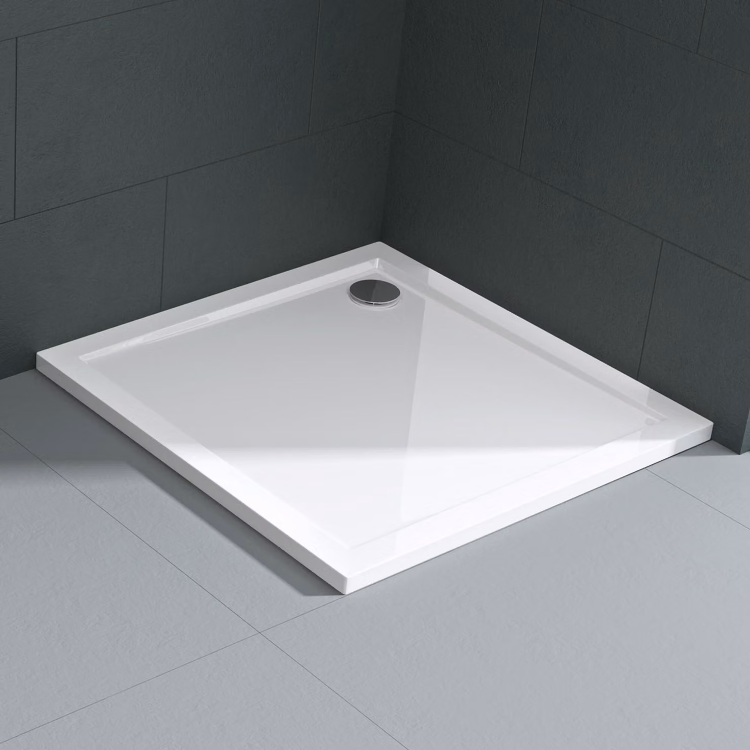 Doccia Faro, modello quadrato, 70x70x4 cm, in acrilico, colore bianco