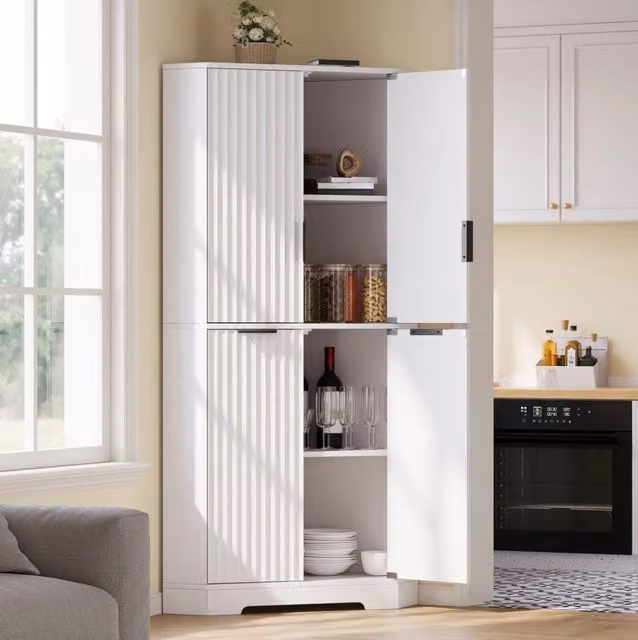 Armadio angolare alto con ripiani regolabili 60x60x172 cm in MDF; bianco