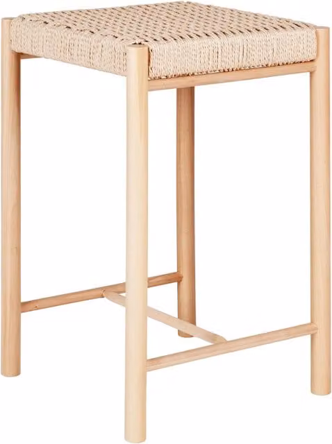 Sgabello da banco Vikasa Home in legno di pino e corda beige, stile scandinavo