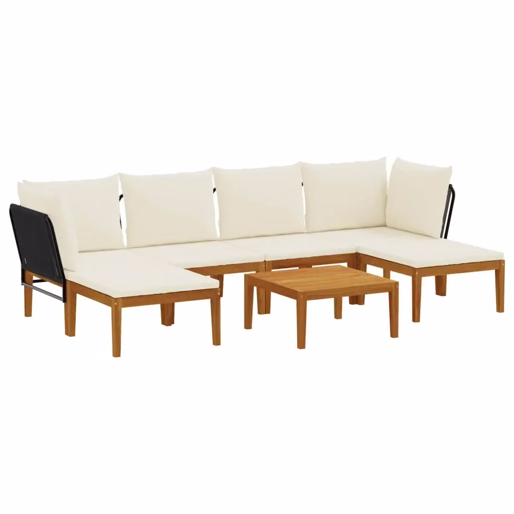 Set di 7 sedie da giardino vidaXL in legno di acacia e corda bianca – 2