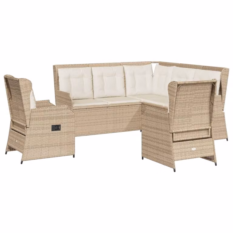 set di 5 pezzi da giardino con cuscini Beige poly rattan