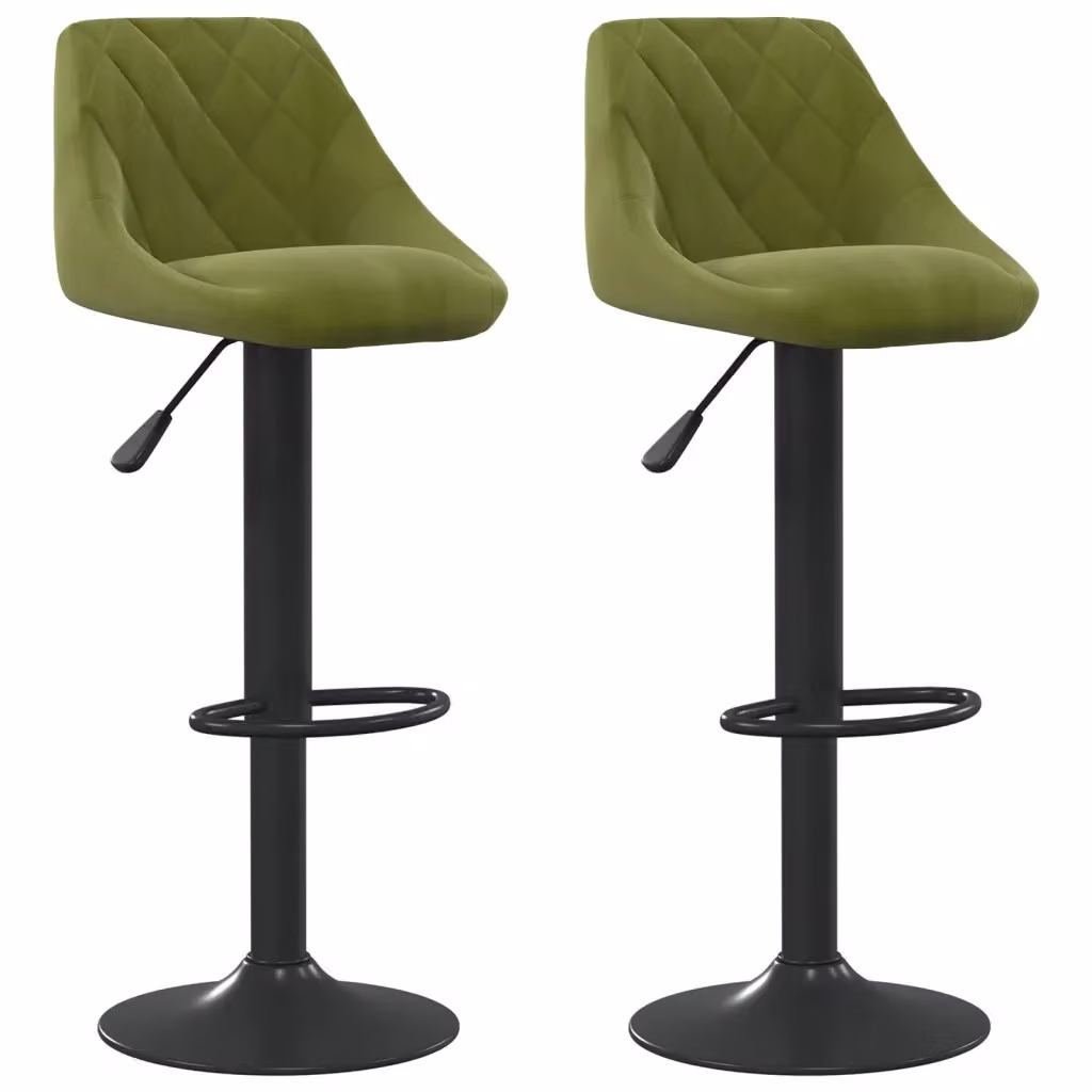 Set di 2 sgabelli da bar vidaXL in velluto verde con seduta girevole a 360 gradi – 2