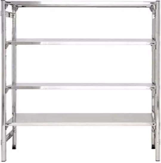 Scaffale professionale in acciaio inox silver con ganci di CASTELLANI SHOP, L/P/H: 180 x 50 x 180 cm