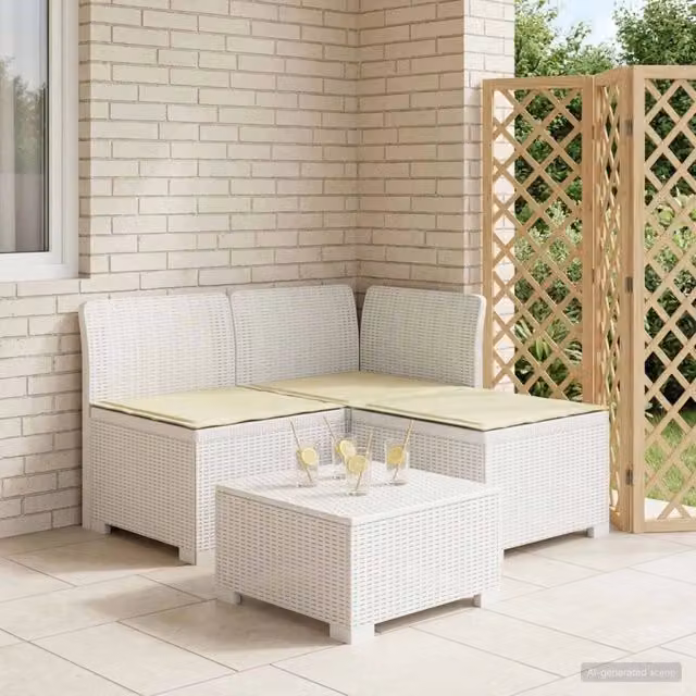 Divano da giardino 3 posti con cuscini in look rattan 3 posto 8011896