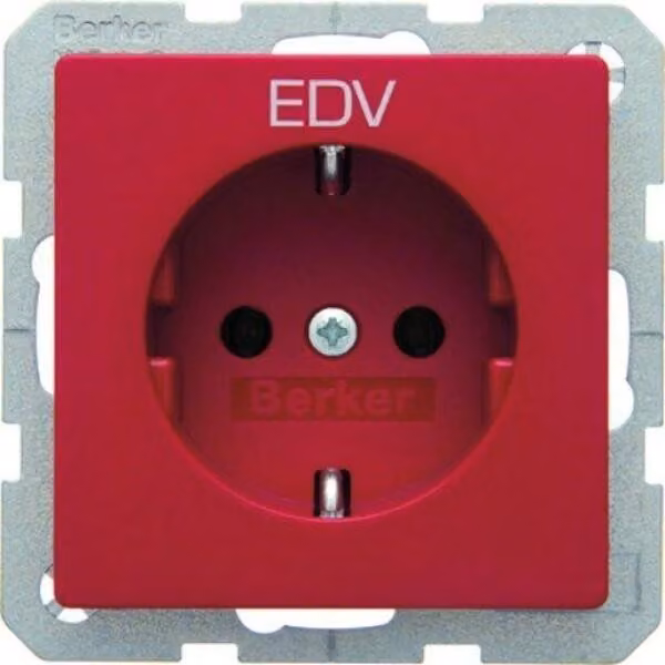Berker 47436022 Presa SCHUKO con impronta rossa insieme a Berker Q.1/Q.3