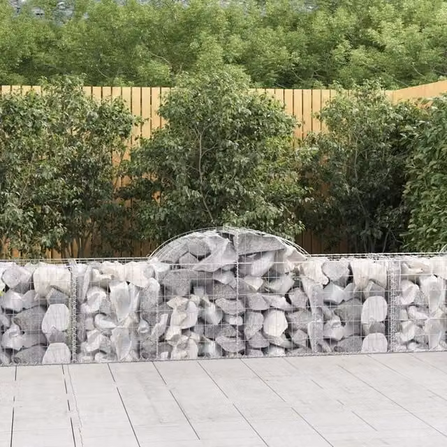 Cesti Gabbioni ad Arco 9 pz 200x50x60/80 cm Ferro Zincato 3146285