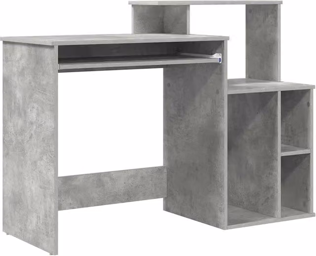 Scrivania moderna in legno multistrato grigio, L: 120,5 cm, P: 44 cm, H: 88,5 cm – 1