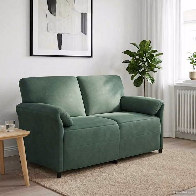 vidaXL Divano a 2 Posti Moderno in Velluto Verde Petrol con Cuscini, L: 158 cm, P: 83 cm, H: 95 cm